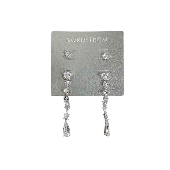 Nordstrom Jewelry - Nordstrom Cubic Zirconia Linear Drop And Stud Earring Set New